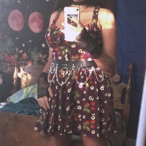 strawberry dark cottagecore pattern romper